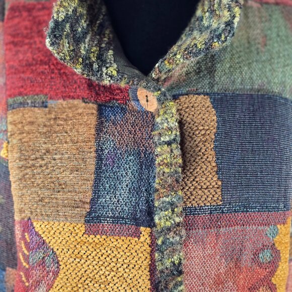 BETS by Canvasbacks Lined Patchwork Design Vest Size XL Wood Buttons USA (MM-3) - Picture 2 of 14